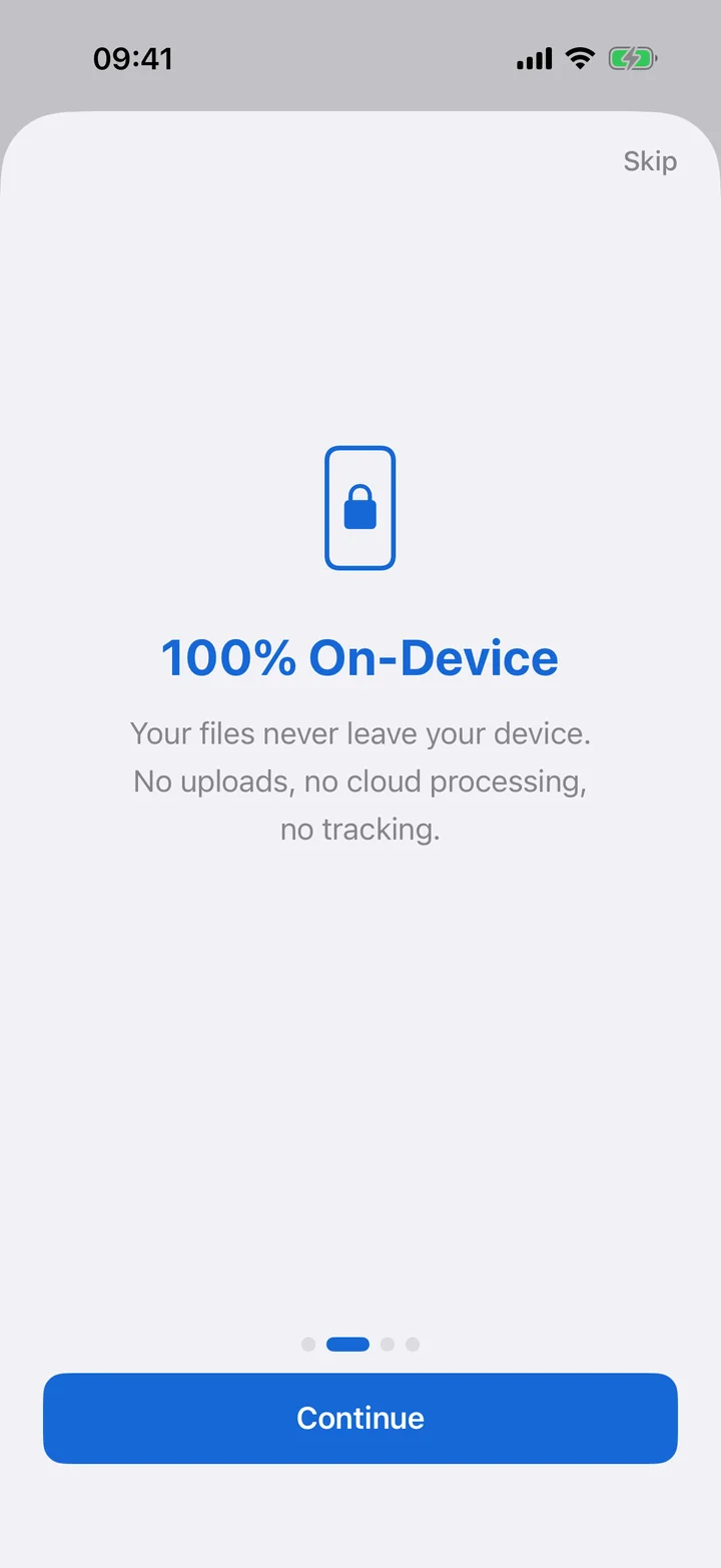 Filemorph’s file options screen on iPhone